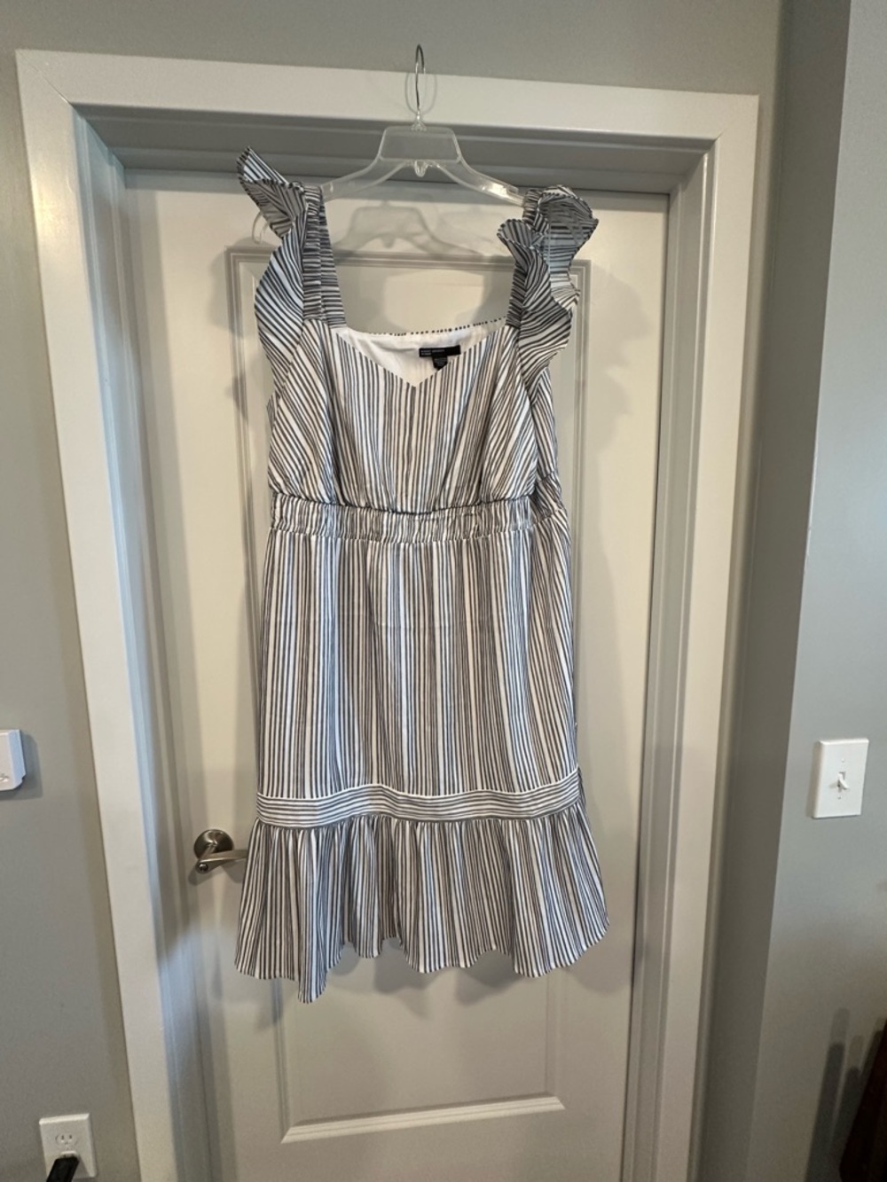 Maggy London White & Gray Striped Sundress
